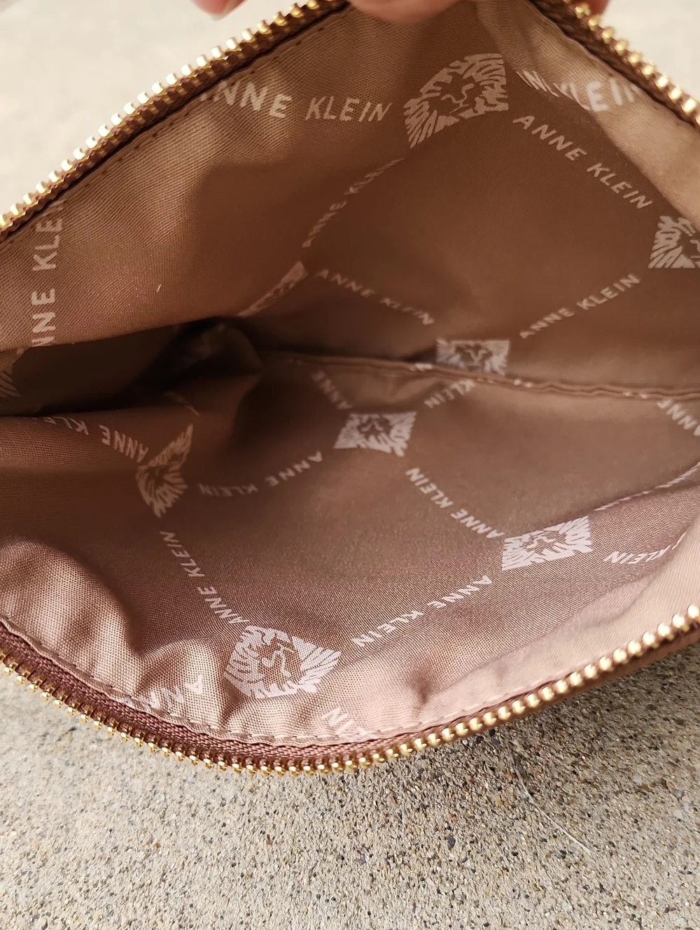 Anne Klein Brown Woven Wristlet Clutch